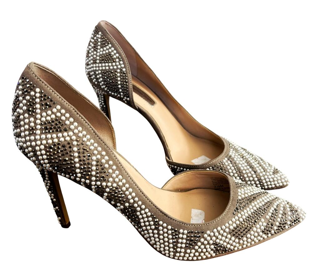 INC International Concepts Silver Studded Rhinestone Pumps Womens Size 7.5